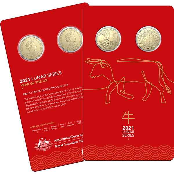 Thumbnail for 2021 $1 AlBr Year of the Ox - UNC Two Coin Set