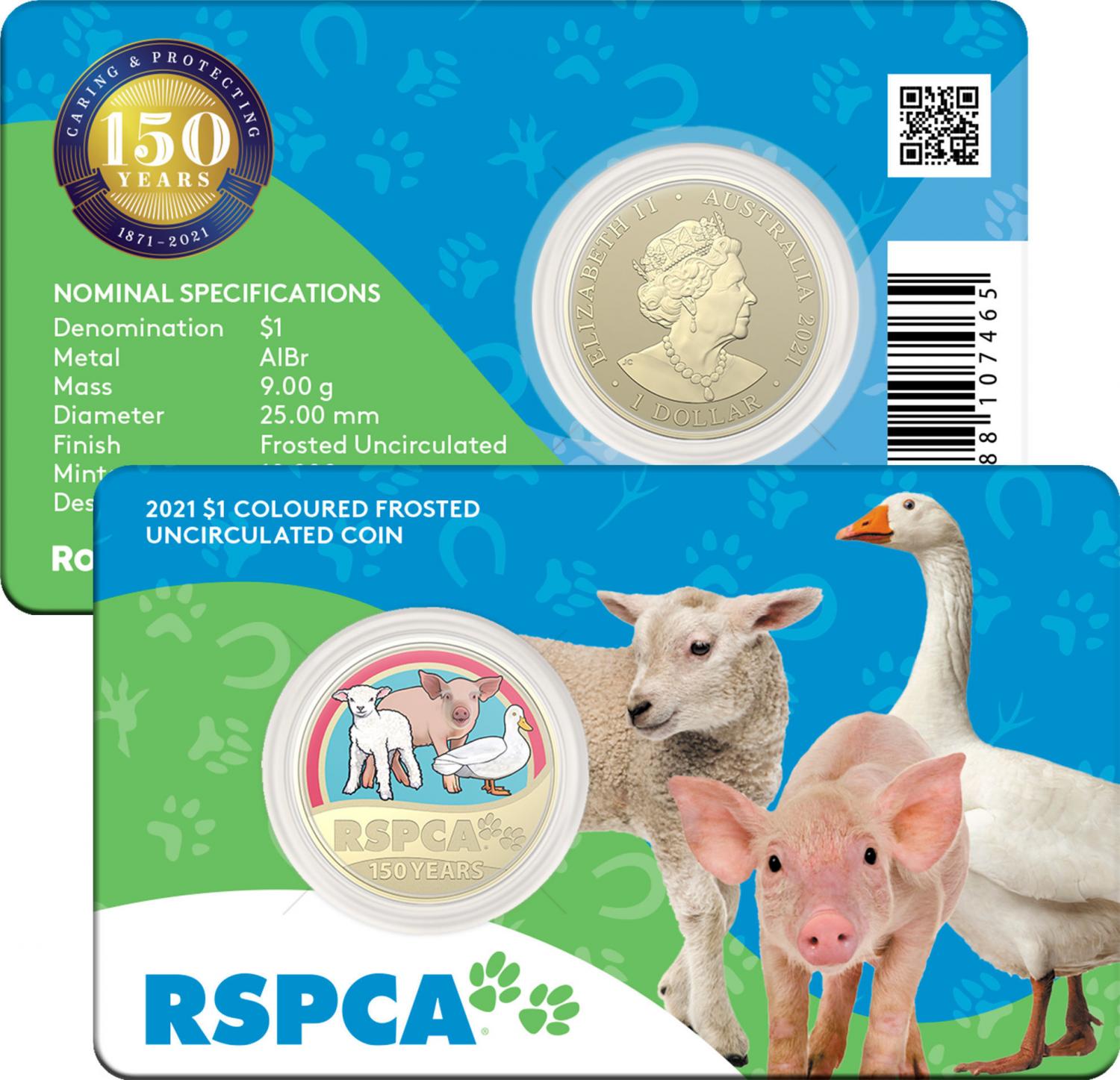 Thumbnail for 2021 $1 RSPCA Coloured 150th Anniversary of the RSPCA Australia - FARM ANIMALS