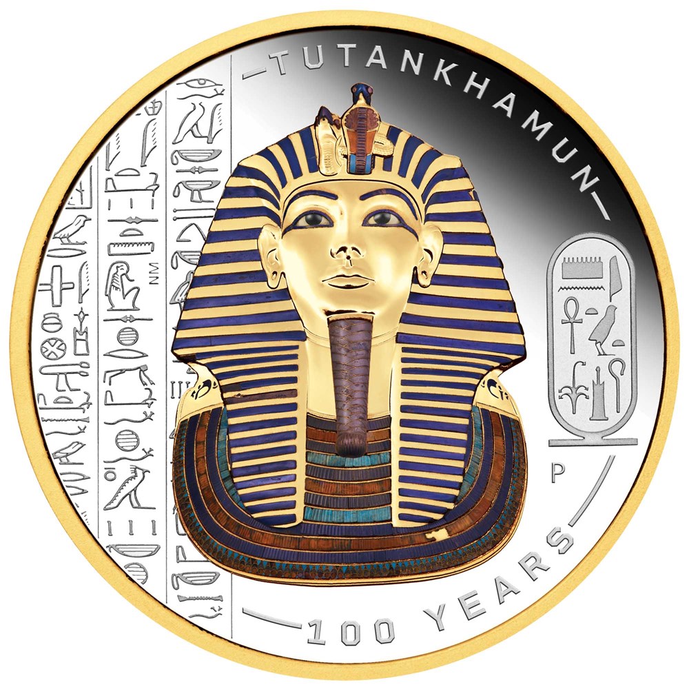 Thumbnail for 2022 Tutankhamun Discovery 100 Year Anniversary 2oz Silver Proof Gilded Colored Coin