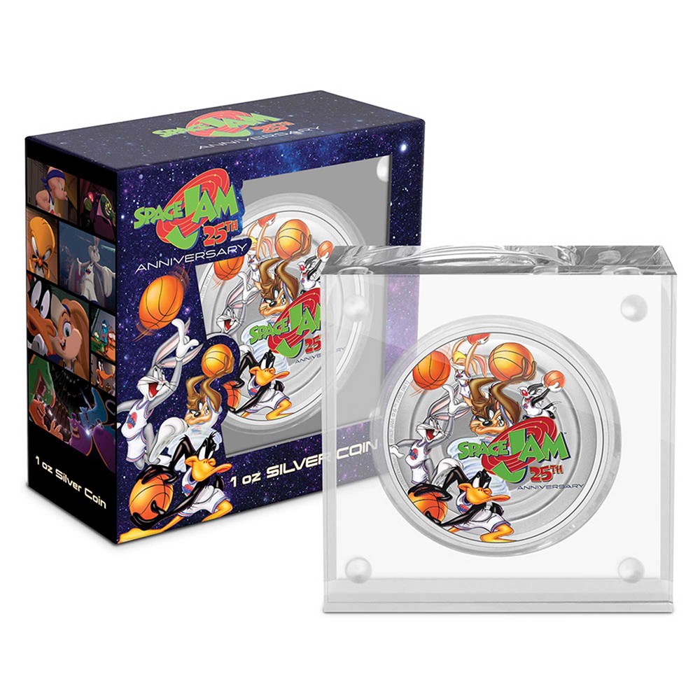Thumbnail for 2021 25th Anniversary Space Jam 1oz Coloured Silver Proof