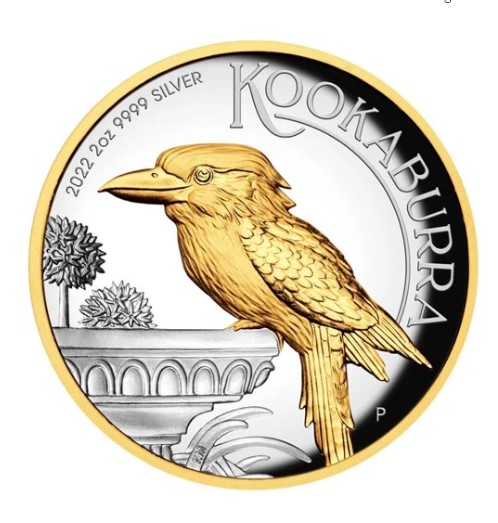 Thumbnail for 2022 Aust Kookaburra 2oz Silver Proof High Relief Gilded $2 Coin - Perth Mint