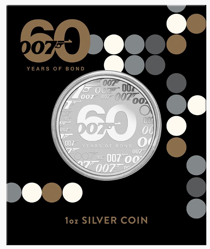 Thumbnail for 2022 60 Years of Bond 1oz Silver Coin in Card Tuvalu Coin - Perth Mint