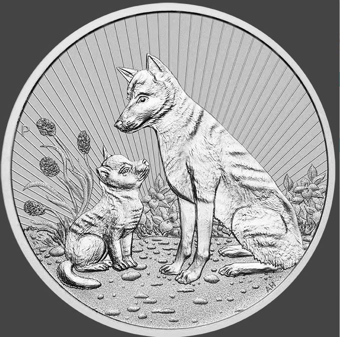 Thumbnail for 2022 Mother & Baby Dingo  2oz .9999 Silver Bullion Piedfort Coin