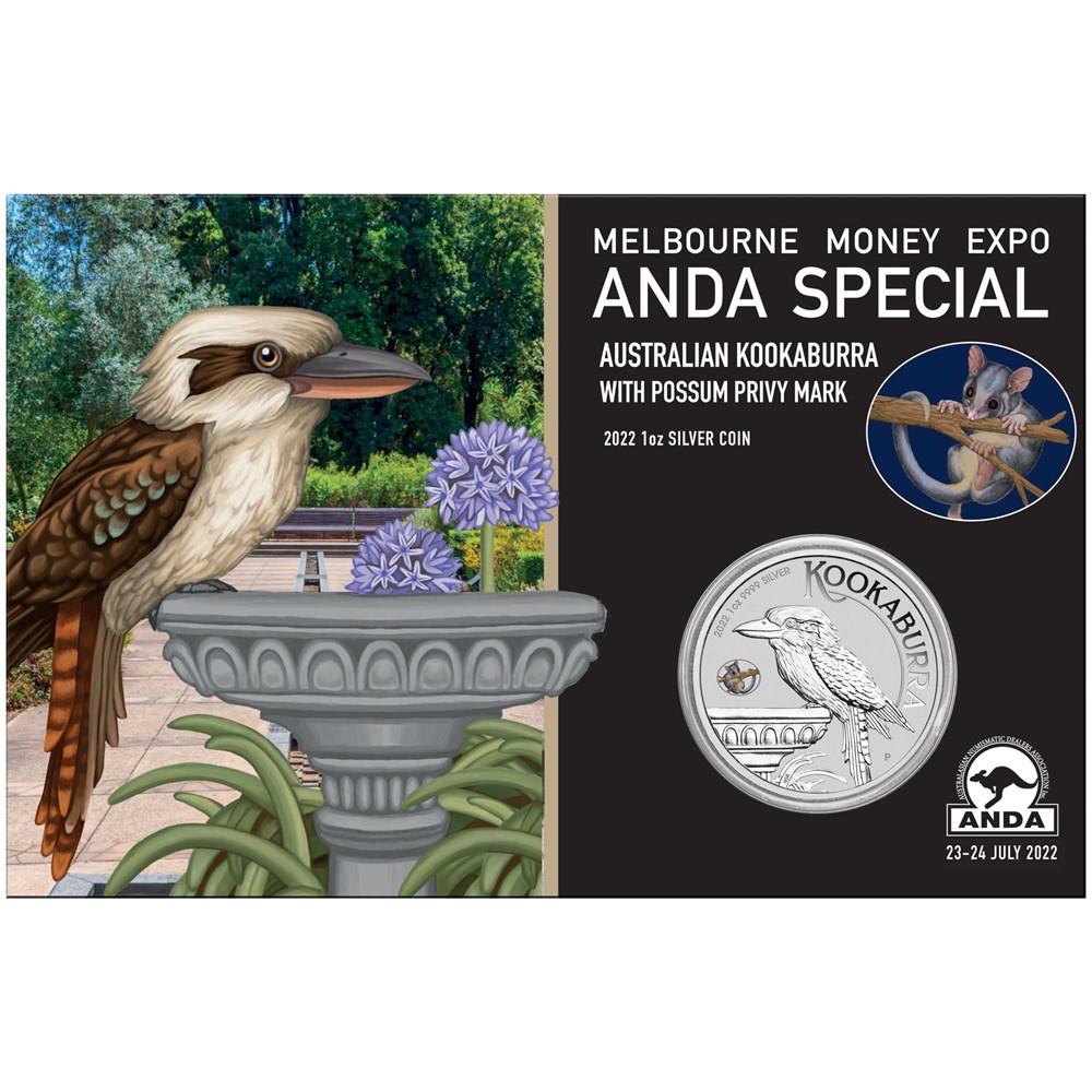 Thumbnail for 2022 Kookaburra 1oz Silver Melbourne Coin Show Silver  Coin with Coloured Leadbeater Possum Privy Mark