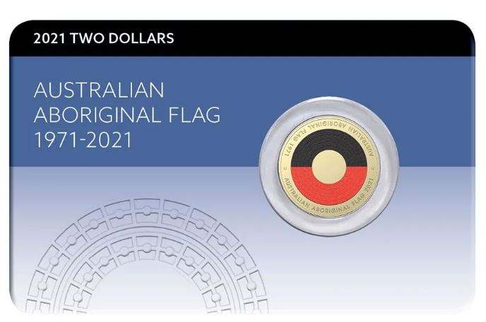 Thumbnail for 2021 $2 Aboriginal Flag Coloured Coin in DCPL Card packaging
