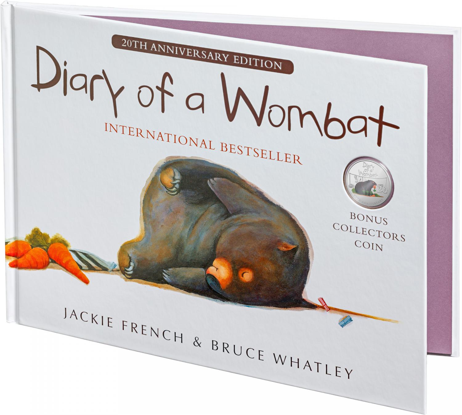 Thumbnail for 2022 20 cent - 20th Anniversary of Diary of a Wombat - SPECIAL EDITION BOOK with  Coloured CuNi UNC Coin