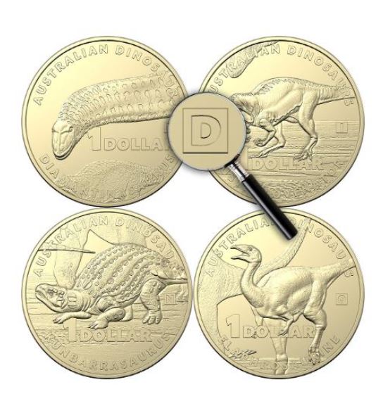 Thumbnail for 2022 $1 Australian Dinosaur UNC Privy Mark Four coin Collection
