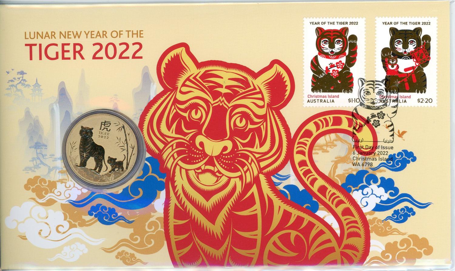 Thumbnail for 2022 Issue 1 - Lunar New Year of the Tiger 2022 PNC with Perth Mint $1 