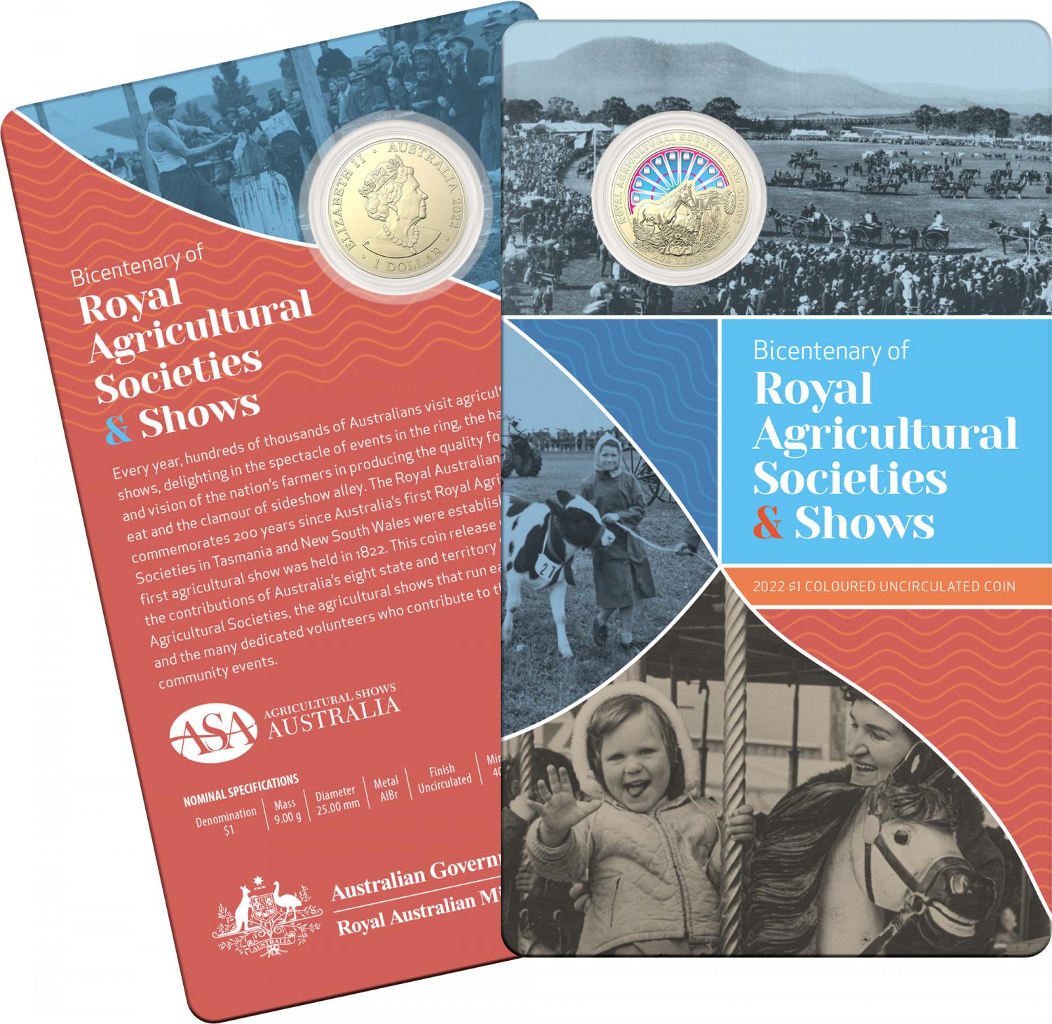 Thumbnail for 2022 $1.00 Bicentenary of the Royal Agricultural Society AlBr UNC Coin on Card