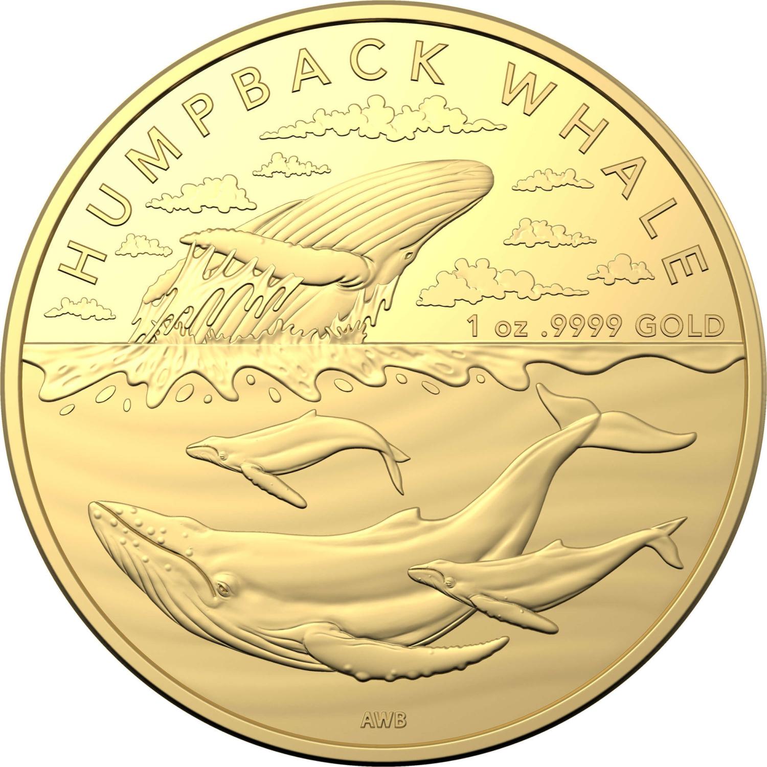 Thumbnail for 2023 $100 Australian Antarctic Territory Humpback Whale 1oz GOLD (RAM) Investment Coin