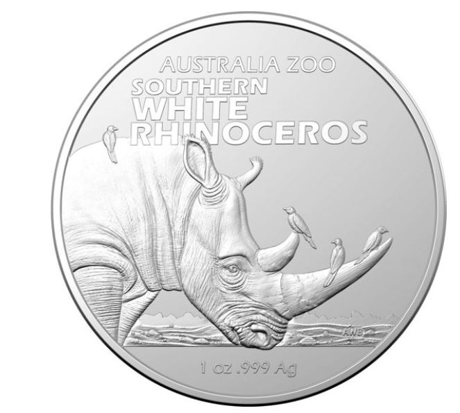 Thumbnail for 2023 $1 Australia Zoo Southern White Rhinoceros 1oz Fine Silver INVESTMENT Coin in capsule