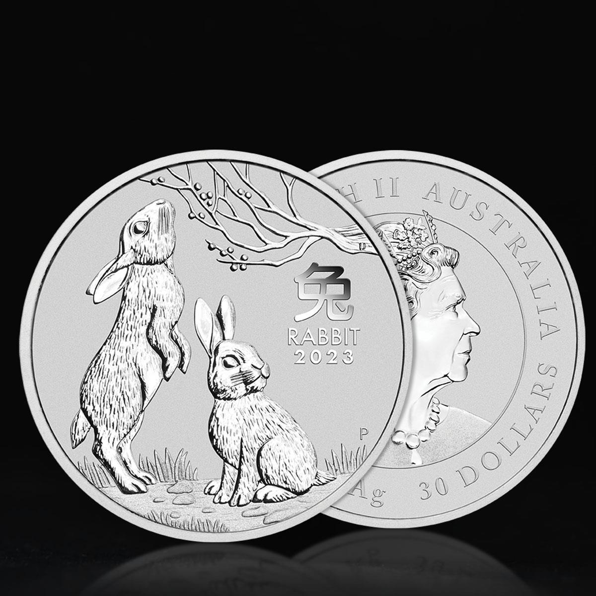 Thumbnail for 2023 $30 Lunar Year of the Rabbiit 1kg Bullion Silver Coin - Perth Mint