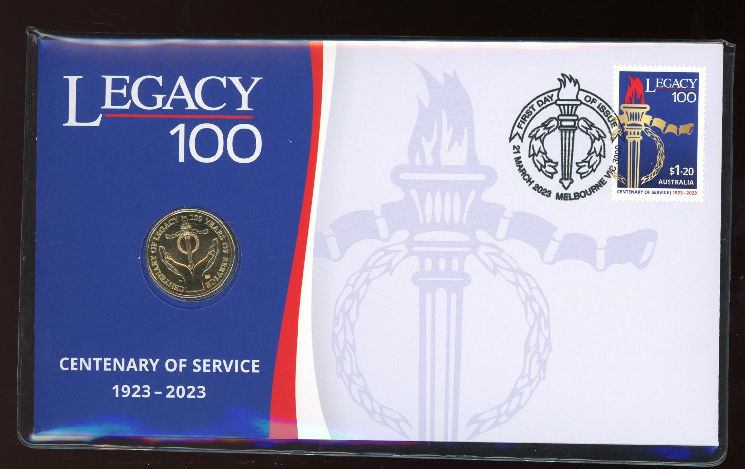 Thumbnail for 2023 Issue 9 Legacy 100 Centenary of Service 1923-2023 PNC with RAM Legacy $1 with Memorial Effigy