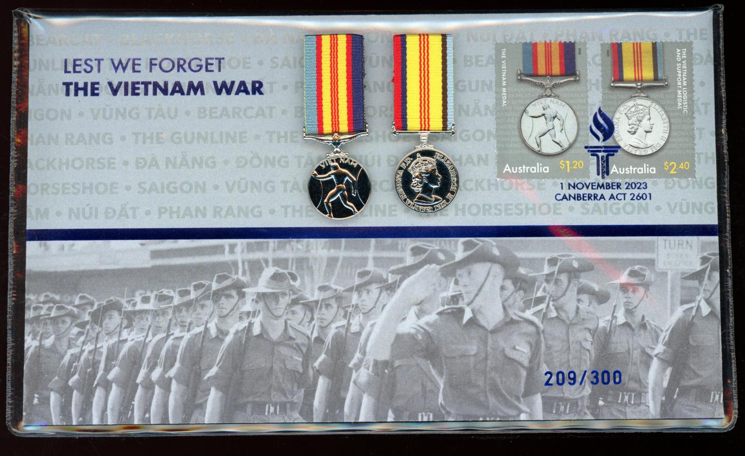 Thumbnail for 2023 Lest We Forget The Vietnam War - Mini Replica Medal Prestige Cover - Impressions Release 209-300