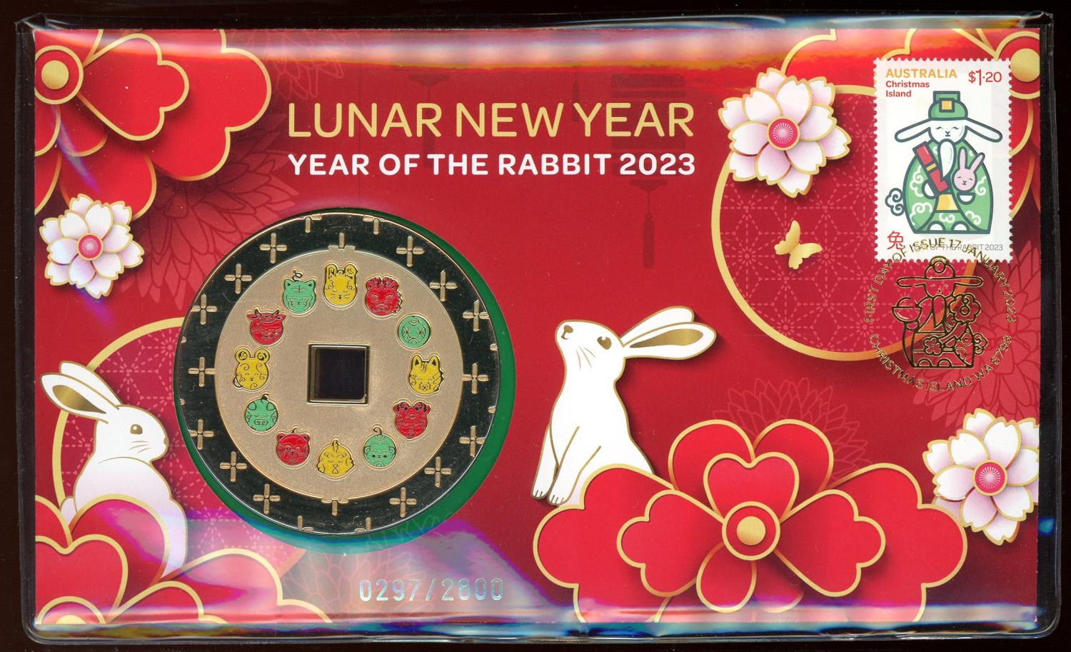 Thumbnail for 2023 Lunar New Year - Year of the Rabbit 2023 Postal Medallion Cover (Numbered)