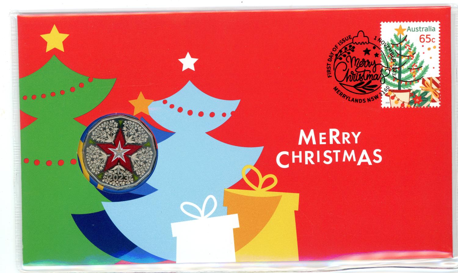 Thumbnail for 2023 Issue 31 - Merry Christmas with RAM Coloured Christmas 50 cent Coin - Postal Numismatic Cover