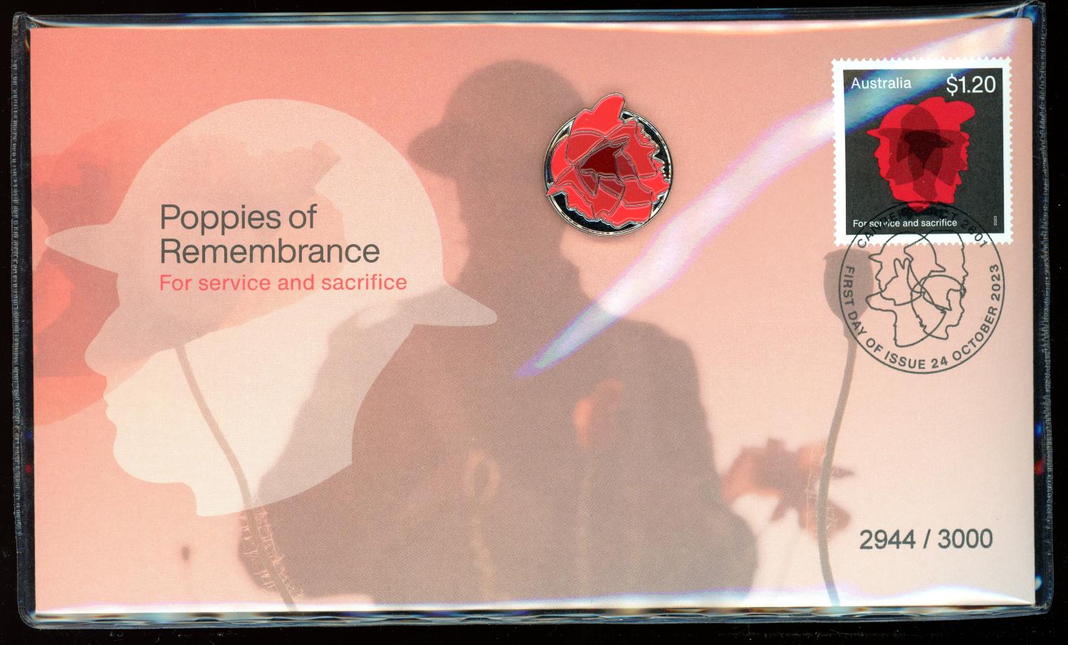 Thumbnail for 2023 Poppies of Remembrance Prestige - Red Cover with Red Magnetic Badge - For Service & Sacrifice
