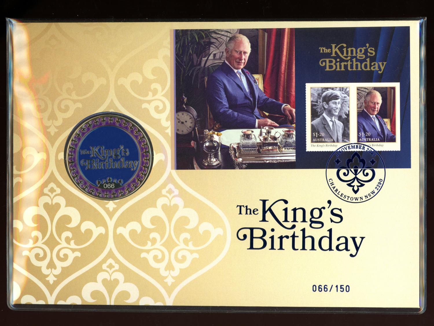 Thumbnail for 2023 The King's Birthday LIMITED Edition Medallion Postal Cover - Impressions Release 066-150