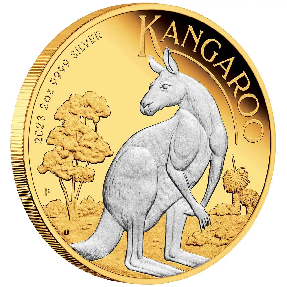 Thumbnail for 2023 Australian Kangaroo 2oz Silver Proof Reverse Gilded $2 Coin