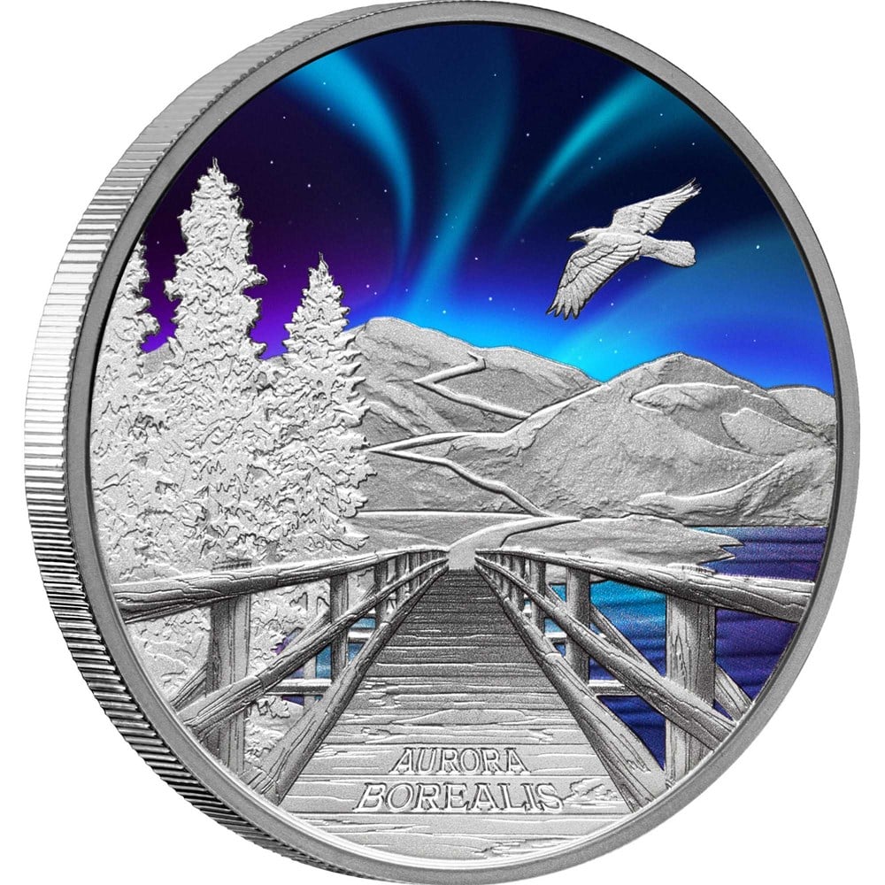 Thumbnail for 2023 Coloured 1oz Silver Proof Coin - Aurora Borealis