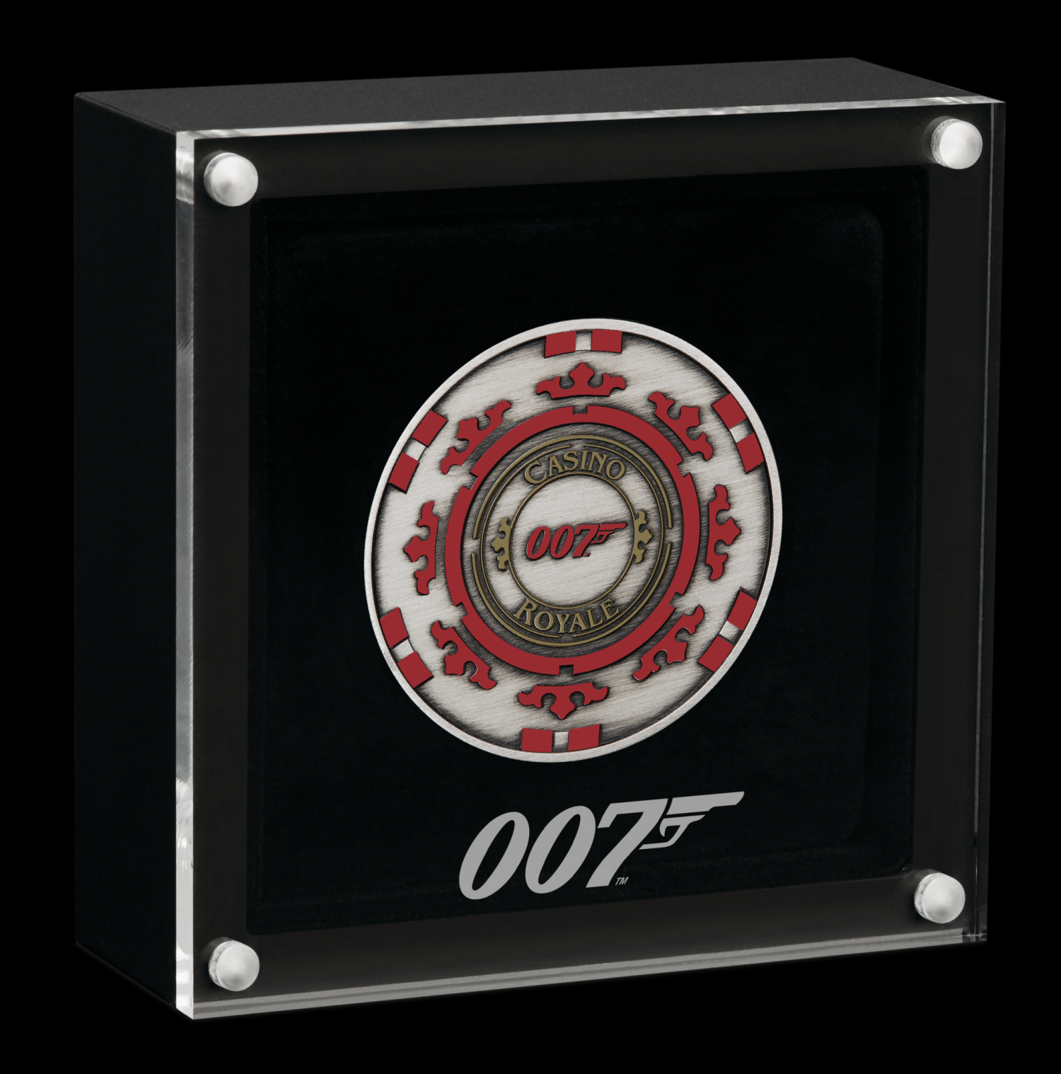 Thumbnail for 2023 $1 James Bond Casino Royale Casino Chip 1oz Silver Antiqued Coloured Coin in Box