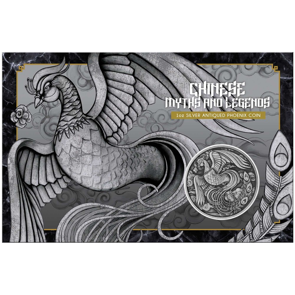 Thumbnail for 2023 1oz Silver Antiqued Phoenix Coin on Card