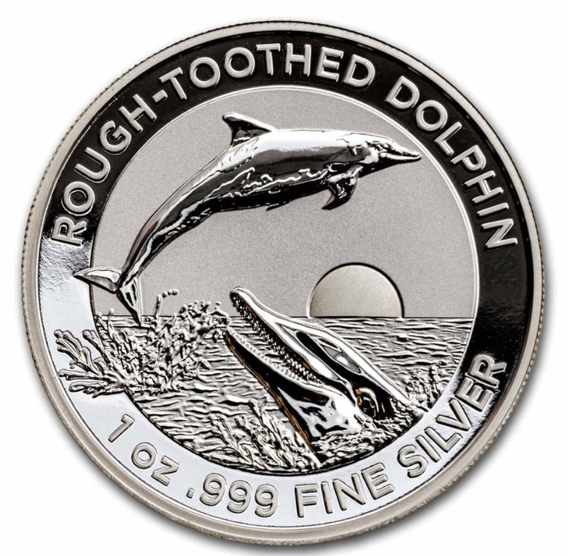 Thumbnail for 2023 $5 Rough Toothed Dolphin 1oz Silver High Relief Proof Coin
