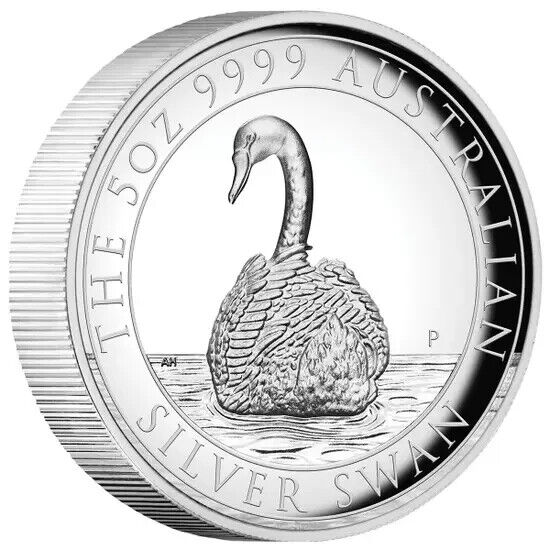 Thumbnail for 2023 Australian 5oz Silver Swan $8 High Relief Proof Coin