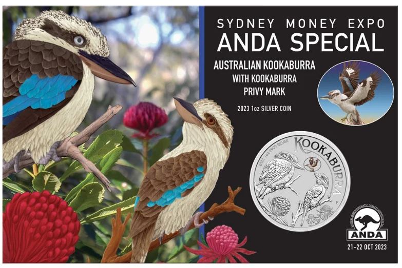 Thumbnail for 2023 $1 Aust Kookaburra 1oz Silver Coin with Kookaburra Privy Mark - Sydney Money Expo ANDA 