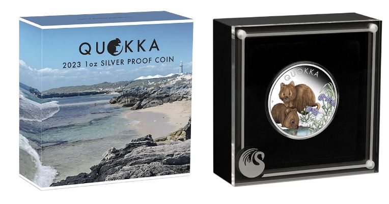 Thumbnail for 2023 $1 Quokka Coloured 1oz Silver Proof Coin  (With Memorial Effigy)