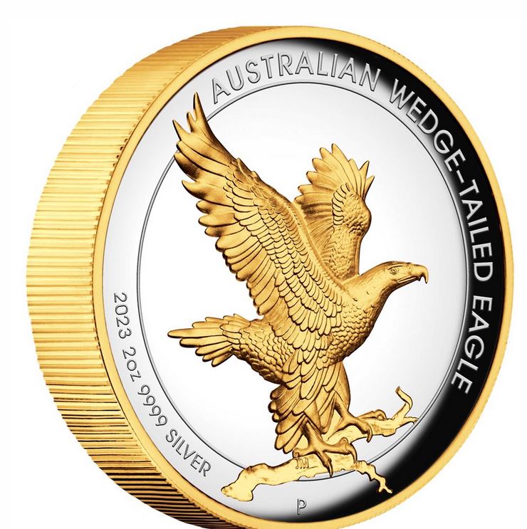 Thumbnail for 2023 $2 Australian Wedge-Tailed Eagle 2oz Silver Proof High Relief Gilded Coin 
