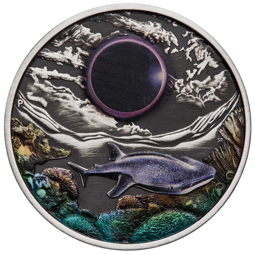 Thumbnail for 2023 $2 Ningaloo Eclipse 2oz Silver Antiqued Coloured Coin 