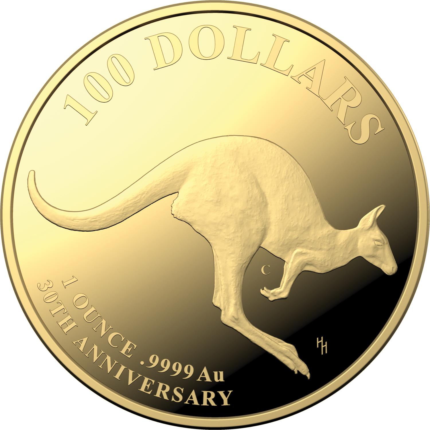 Thumbnail for 2023 $100 Kangaroo Series 30th Anniversary 1oz Gold 'C' Mintmark Proof Coin