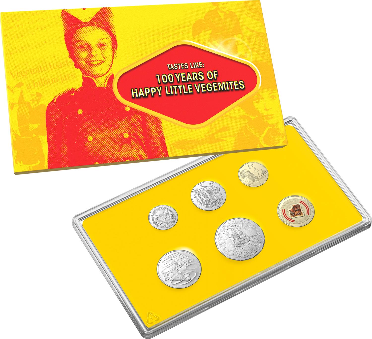 Thumbnail for 2023 VEGEMITE Centenary - 100 Years of Happy Little VEGEMITES - Six Coin UNC Year Set