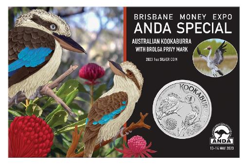 Thumbnail for 2023 $1 Australian Kookaburra with Brolga Privy ANDA Brisbane Money Expo