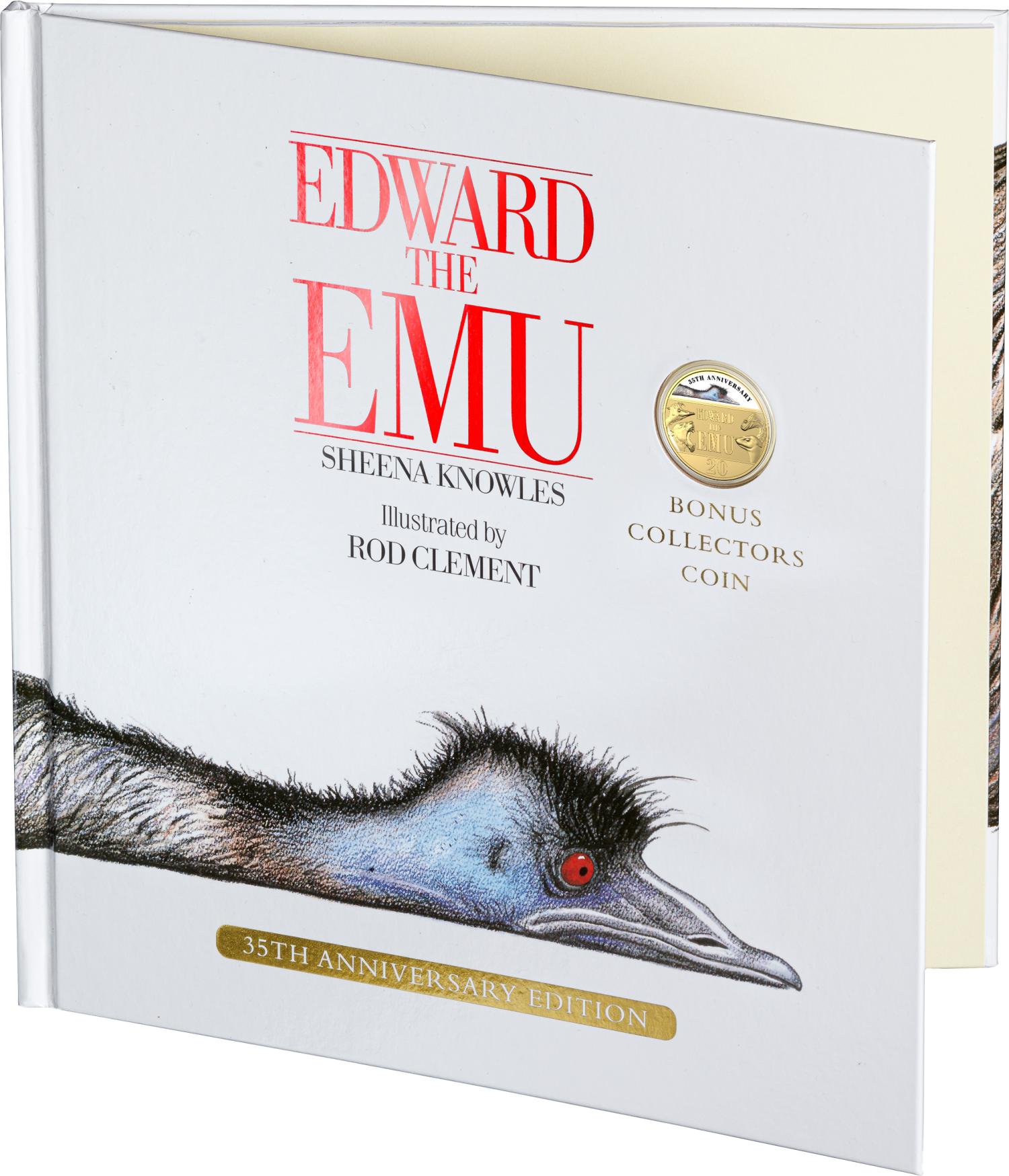 Thumbnail for 2023 20 cent 35th Anniversary of Edward the Emu Gold Plated Colour Printed Special Deluxe Edition Book