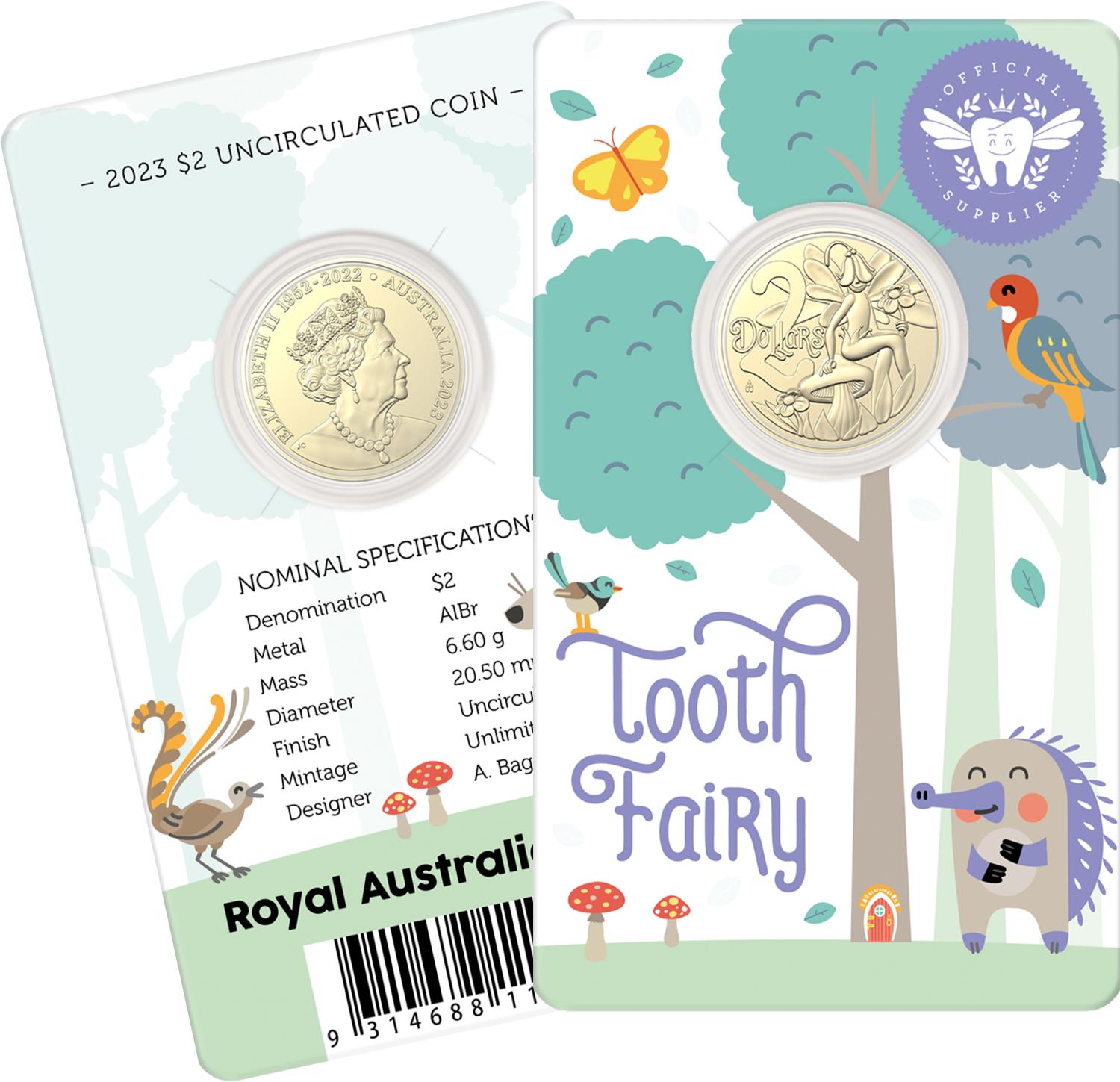 Thumbnail for 2023 $2 Tooth Fairy AlBr UNC Coin in Card
