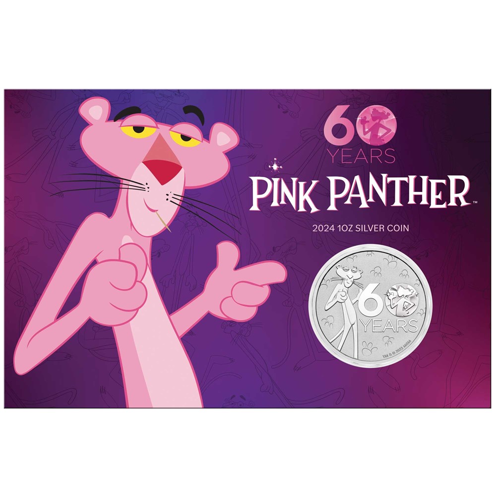 Thumbnail for 2024 $1 Pink Panther 60th Anniversary 1oz Silver Tuvalu Coin in Card 
