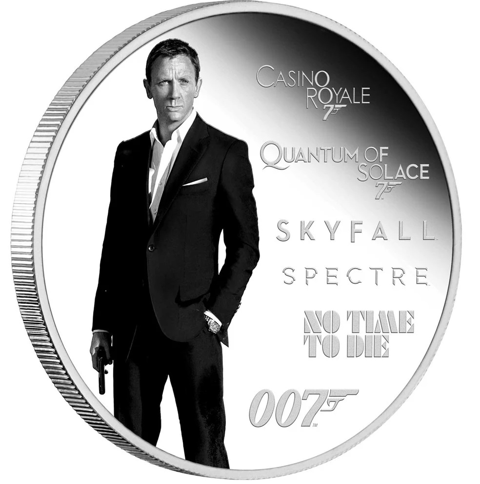 Thumbnail for 2024 $1 James Bond Legacy Series - 5th Issue - 1oz Silver Proof Coloured Tuvalu Coin - Daniel Craig (Perth Mint) 