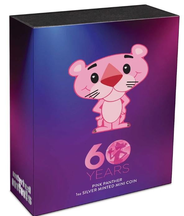 Thumbnail for 2024 $1 Pink Panther 60th Anniversary 1oz Silver 99.9%  Coloured Minted Mini Tuvalu Coin 