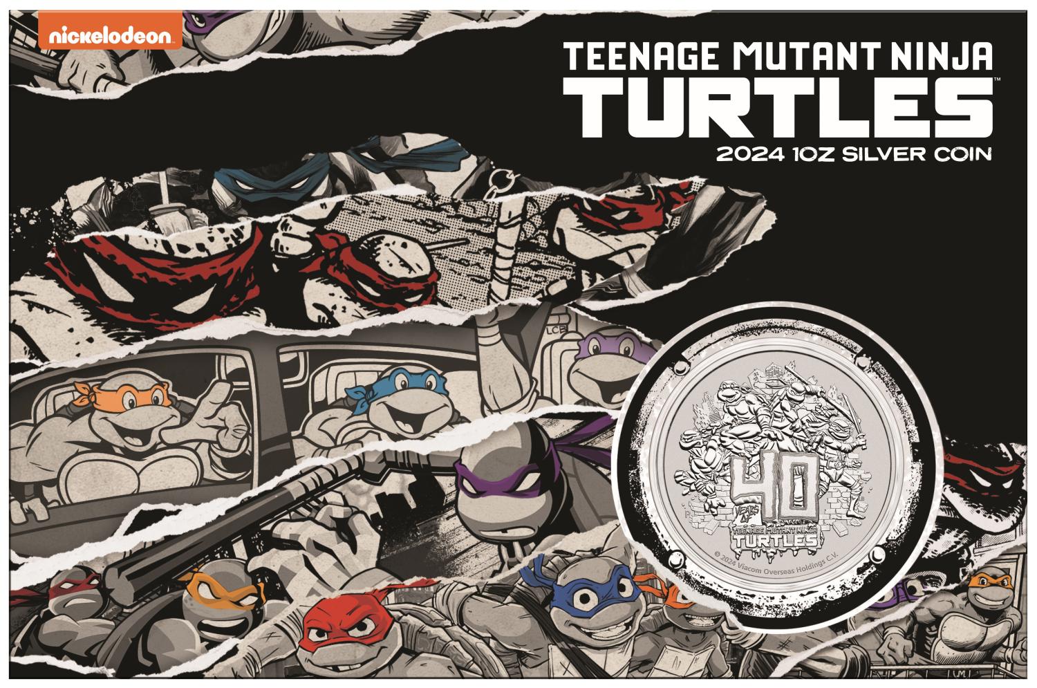 Thumbnail for 2024 $1 Teenage Mutant Ninja Turtles (tm) 40th Anniversary 1oz Silver Tuvalu Coin in Card 