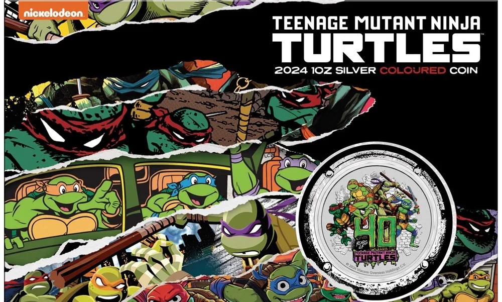 Thumbnail for 2024 $1 Teenage Mutant Ninja Turtles 40th Anniversary 1oz Silver COLOURED Tuvalu Coin in Card (Perth Mint)