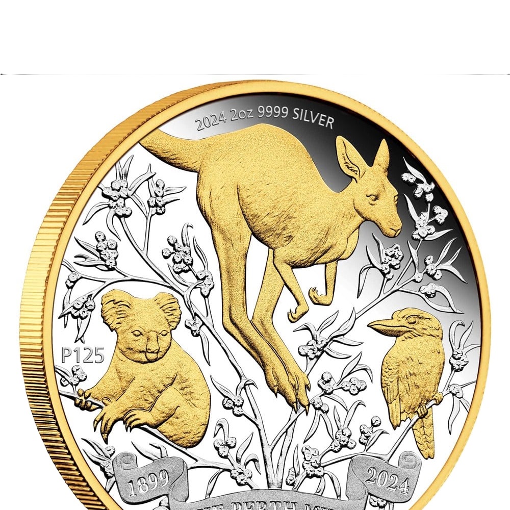 Thumbnail for 2024 $2 The Perth Mint's 125th Anniversary 2024 2oz Silver Proof Gilded Coin (Perth Mint)