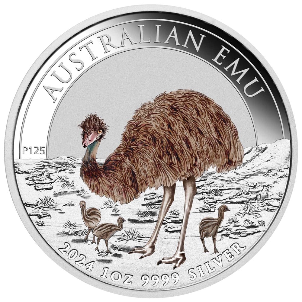 Thumbnail for 2024 $1 Australian Emu 1oz Silver Coloured Coin (Perth Mint)