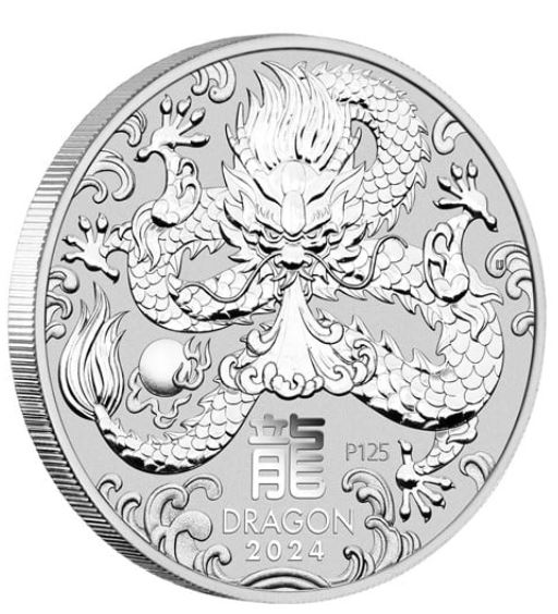 Thumbnail for 2024 $1 Australian Lunar Series III Year of the Dragon 1oz Silver Perth Mint Bullion Coin