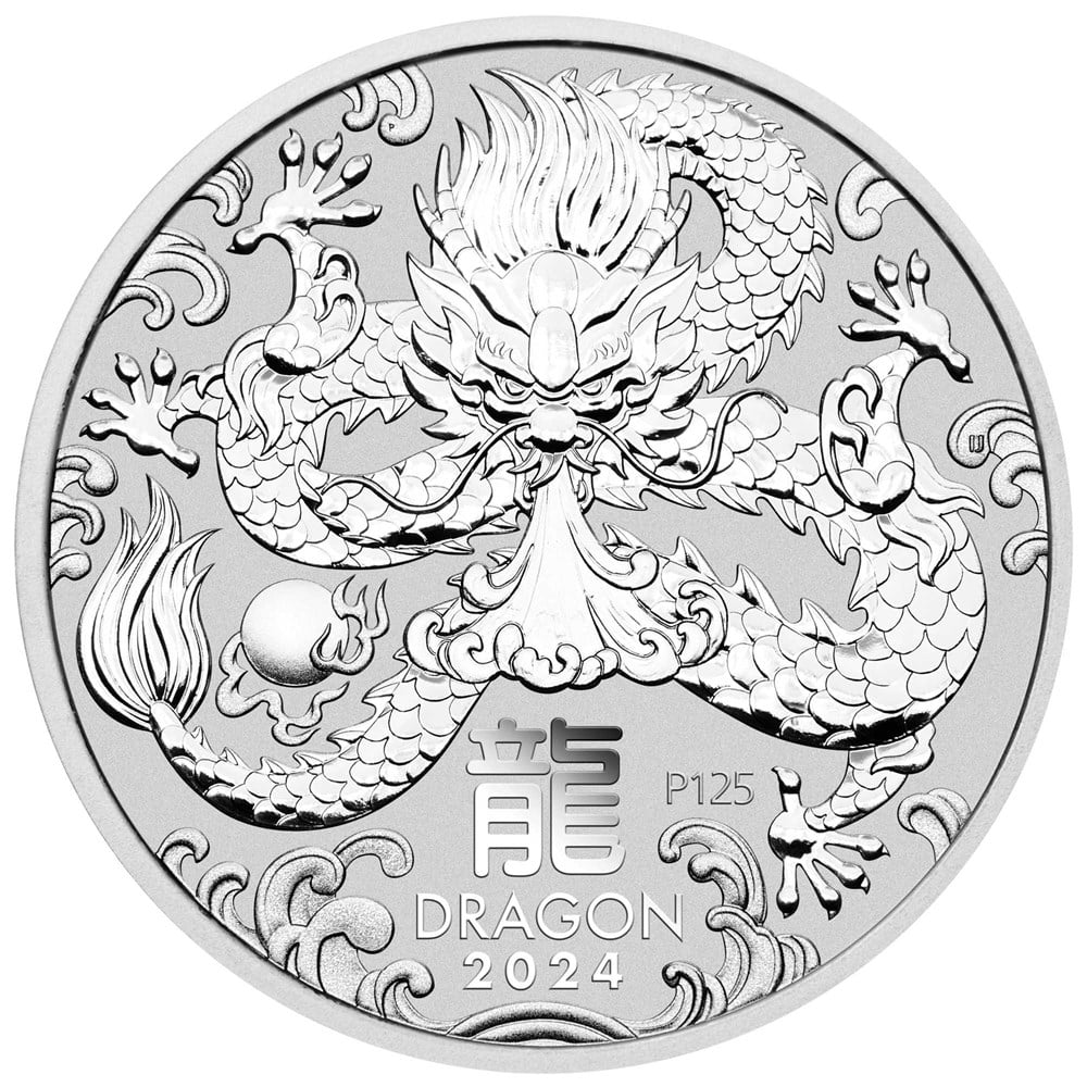 Thumbnail for 2024 $2 Australian Lunar Series III Year of the Dragon 2oz Silver Bullion Coin in Capsule - Perth Mint