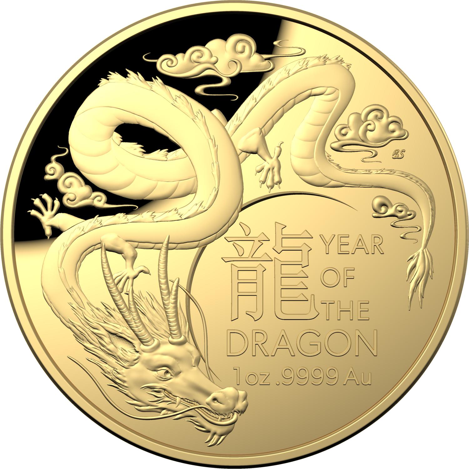 Thumbnail for 2024 $100 Lunar Year of the Dragon DOMED GOLD Proof Coin
