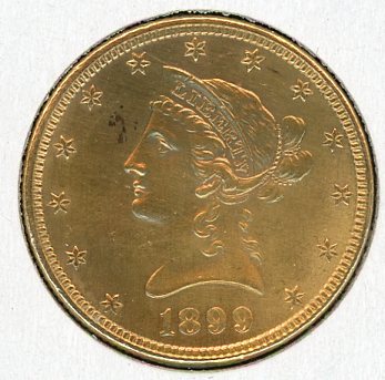 Thumbnail for 1899 American Coronet Head Gold Ten Dollars