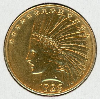 Thumbnail for 1926 American Indian Head Gold Ten Dollars