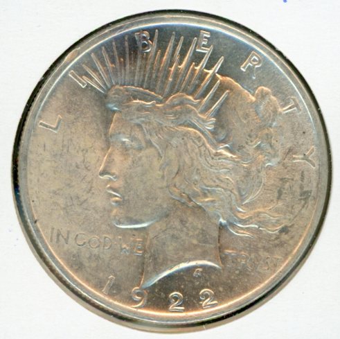 Thumbnail for 1922 American Silver Peace Dollar aUNC